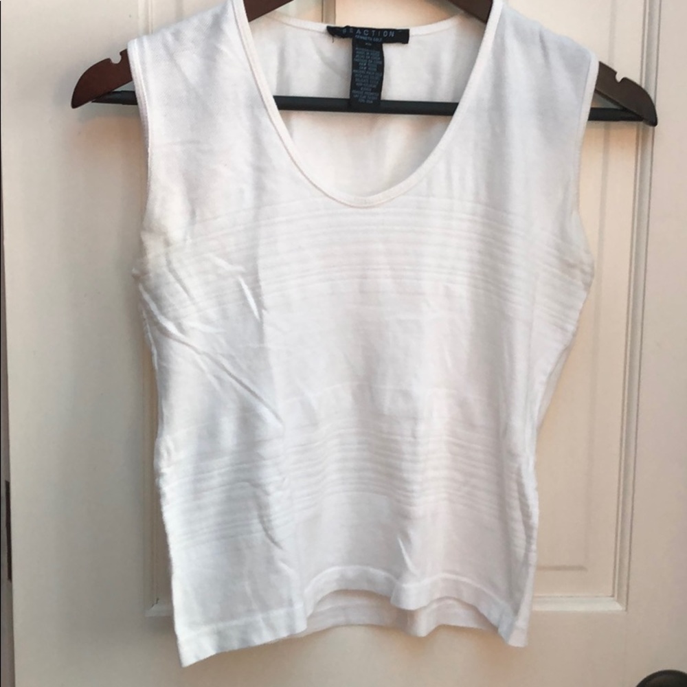 LADIES Kenneth Cole Reaction Vintage white cotton crop tank top - XS
